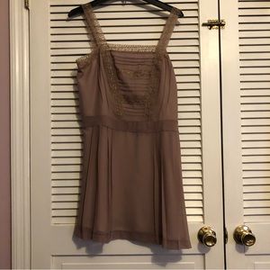 Kimchi Blue Light Brown Cream Lining Chiffon Lace Dress